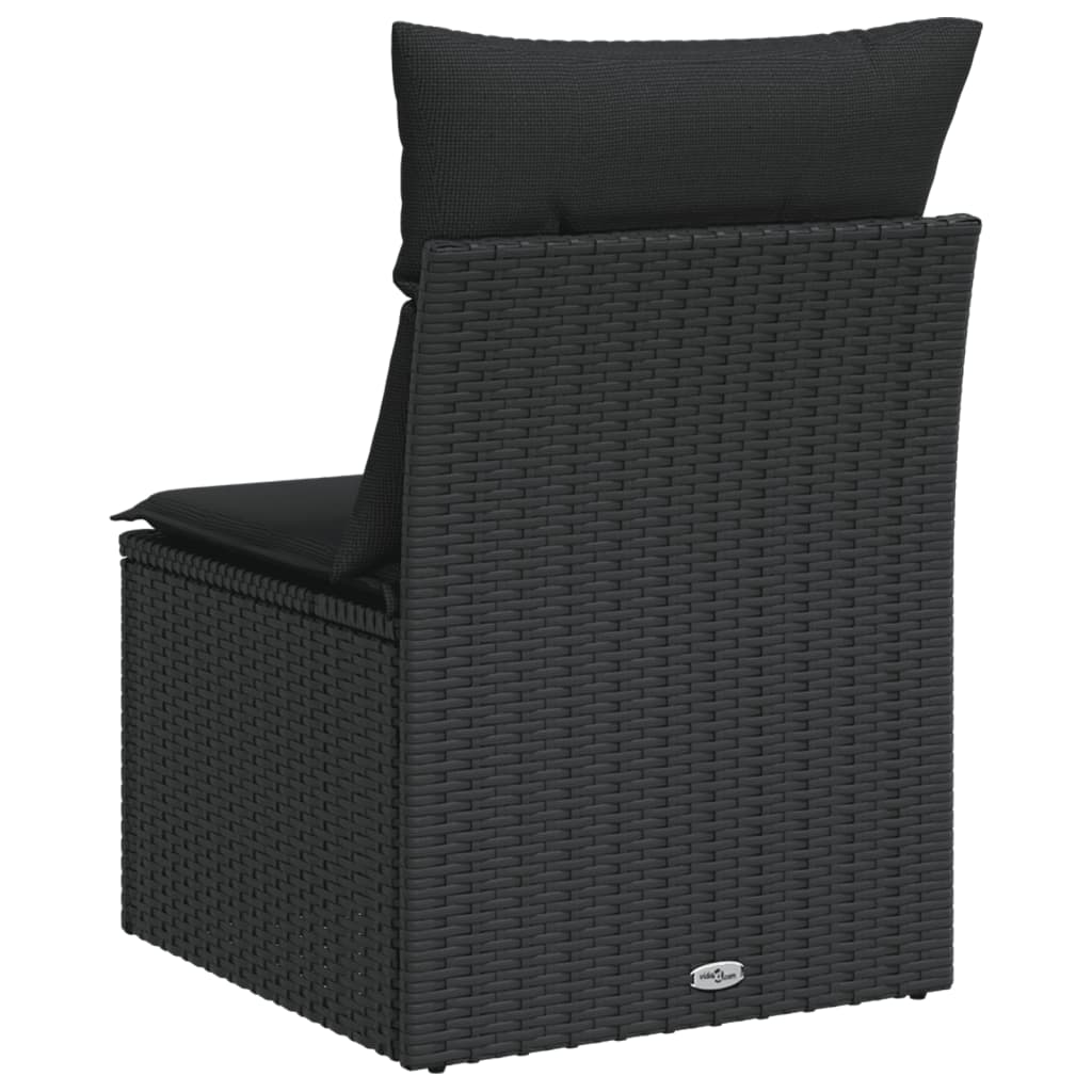 Tuinstoel zonder armleuningen met kussens zwart poly rattan is nu te koop bij PeponiXL, paradijselijk wonen!