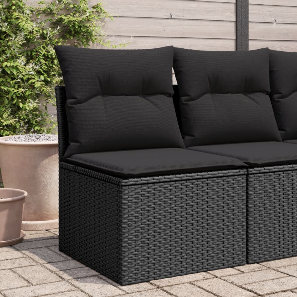 Tuinstoel zonder armleuningen met kussens zwart poly rattan is nu te koop bij PeponiXL, paradijselijk wonen!