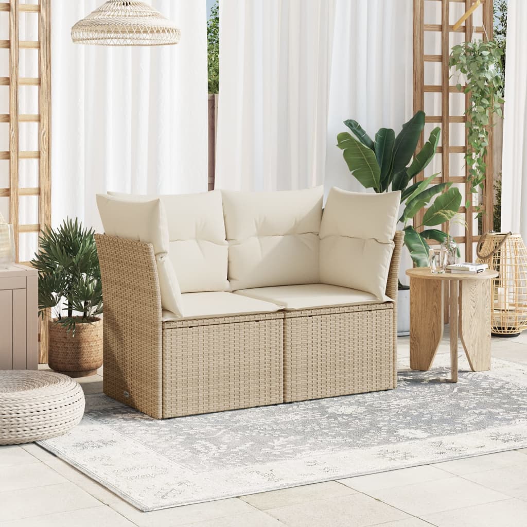 Tuinbank 2-zits met kussens poly rattan beige is nu te koop bij PeponiXL, paradijselijk wonen!