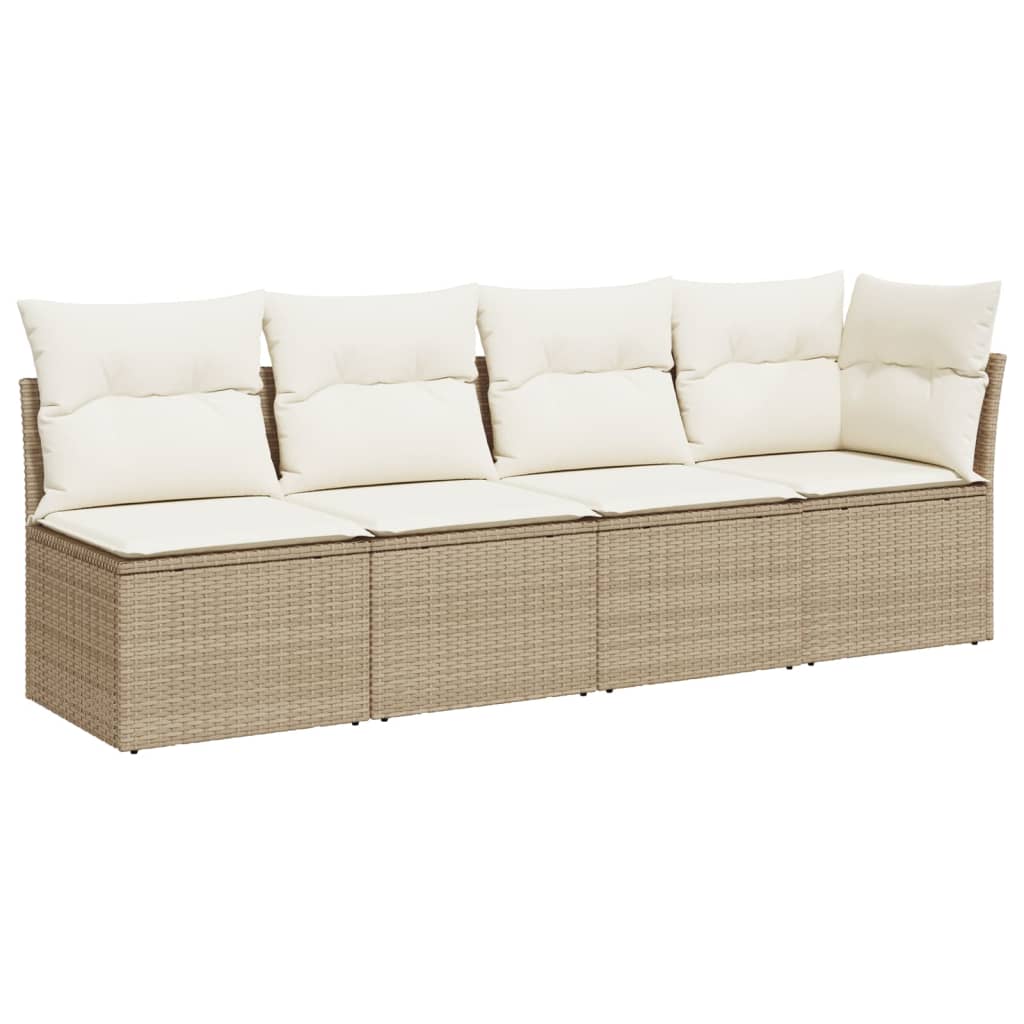 Tuinbank 4-zits met kussens poly rattan beige is nu te koop bij PeponiXL, paradijselijk wonen!