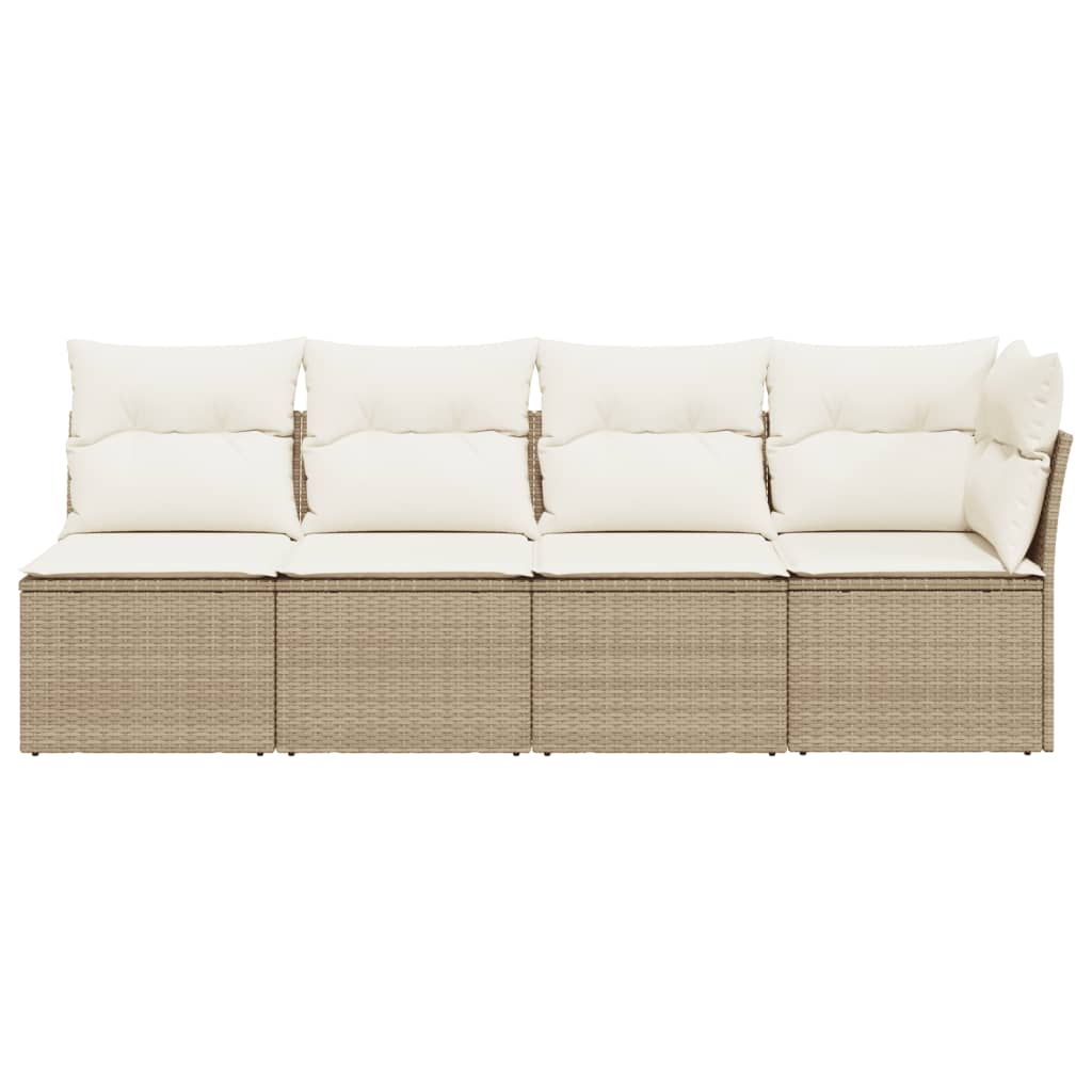 Tuinbank 4-zits met kussens poly rattan beige is nu te koop bij PeponiXL, paradijselijk wonen!