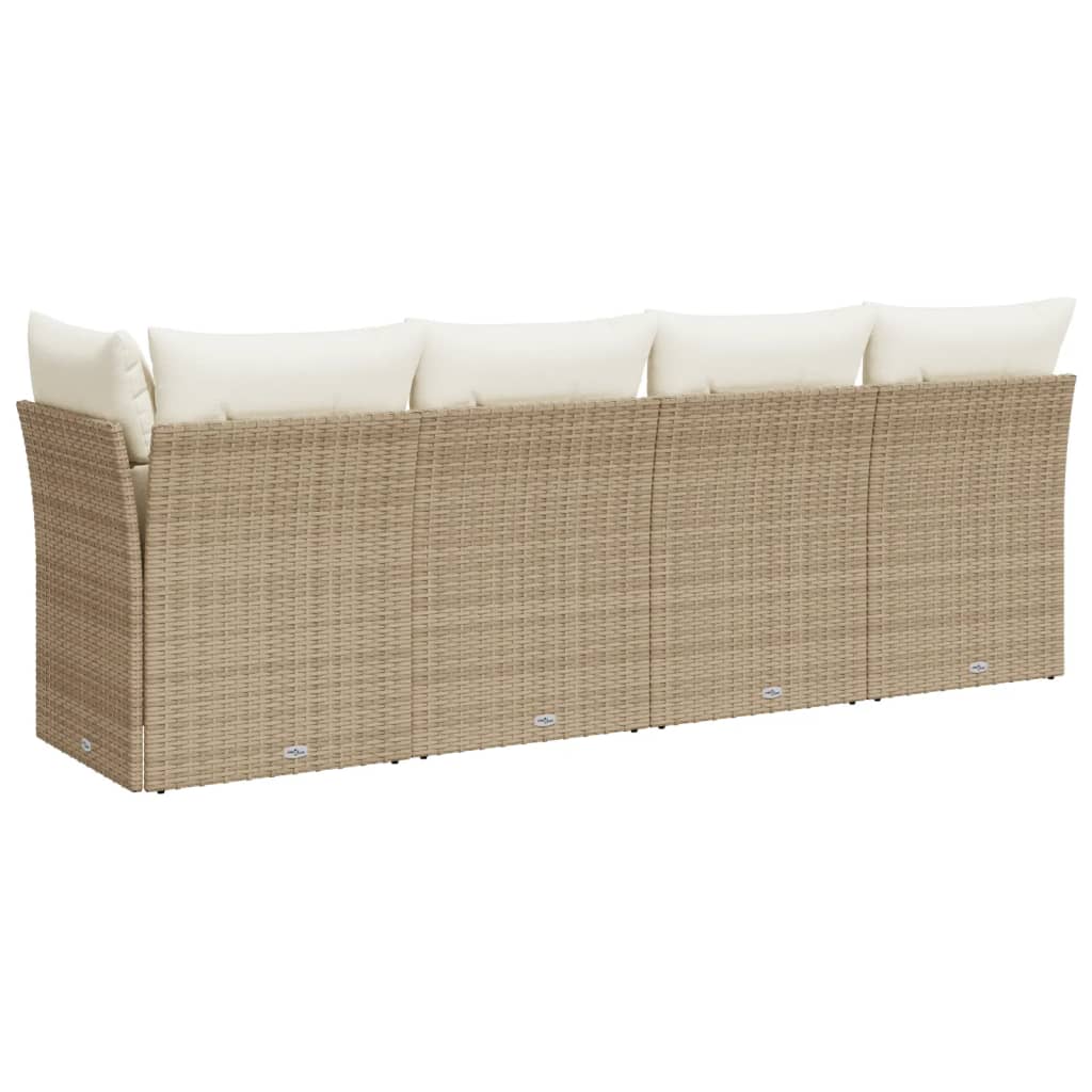 Tuinbank 4-zits met kussens poly rattan beige is nu te koop bij PeponiXL, paradijselijk wonen!
