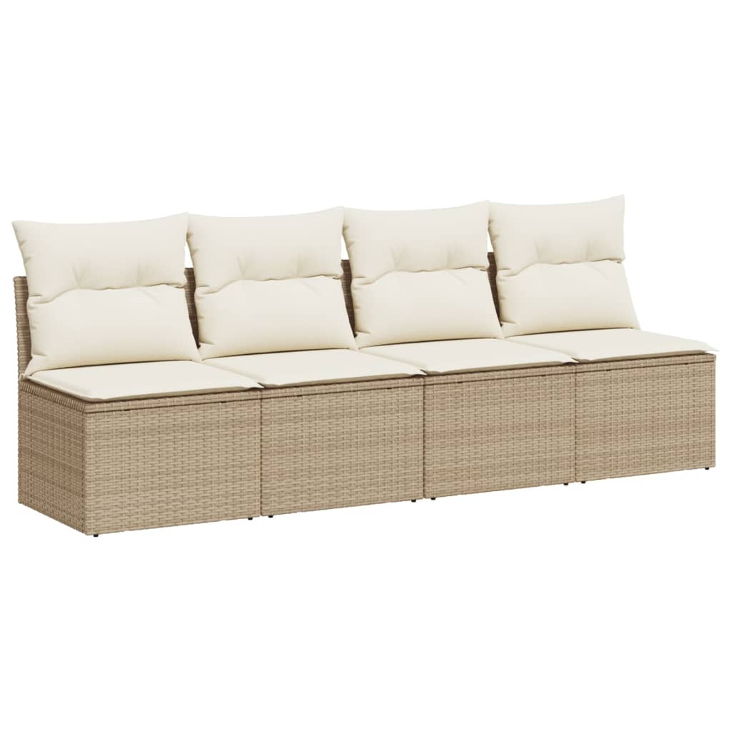 Tuinbank 4-zits met kussens poly rattan beige is nu te koop bij PeponiXL, paradijselijk wonen!