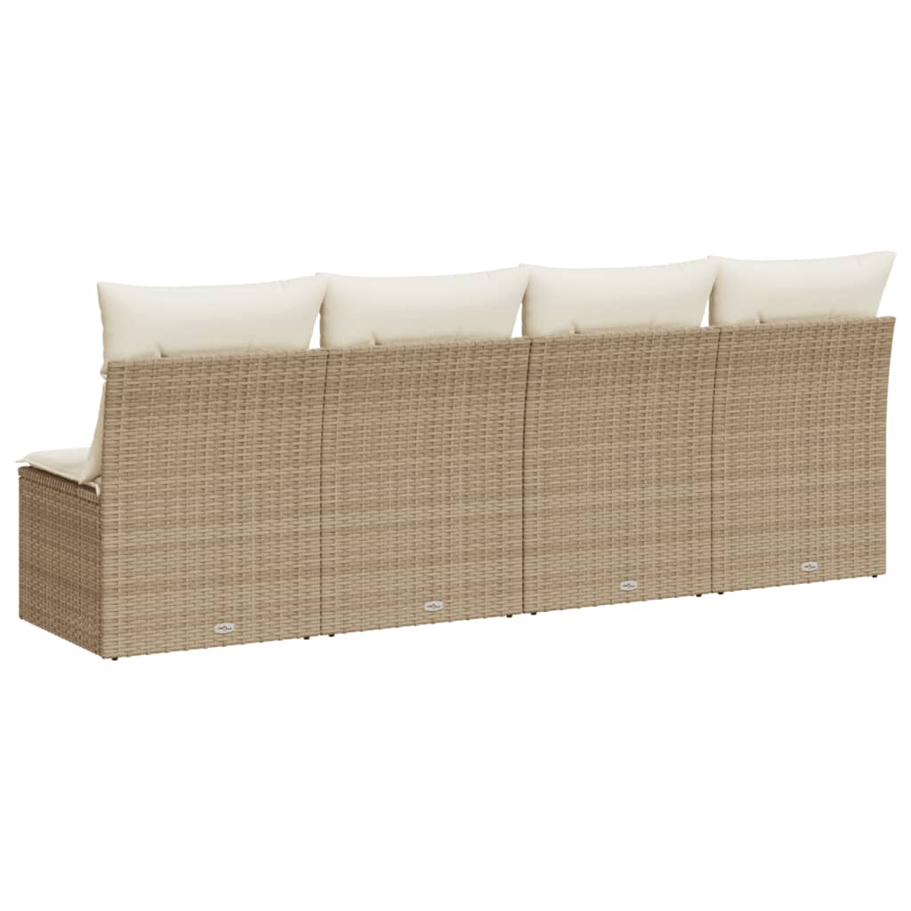 Tuinbank 4-zits met kussens poly rattan beige is nu te koop bij PeponiXL, paradijselijk wonen!