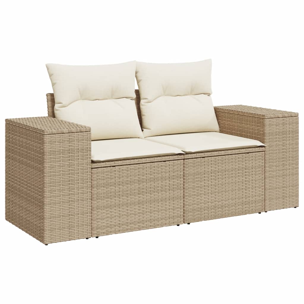 Tuinbank 2-zits met kussens poly rattan beige is nu te koop bij PeponiXL, paradijselijk wonen!