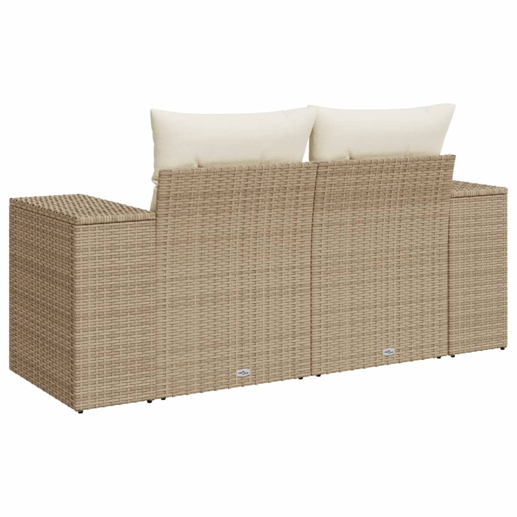 Tuinbank 2-zits met kussens poly rattan beige is nu te koop bij PeponiXL, paradijselijk wonen!