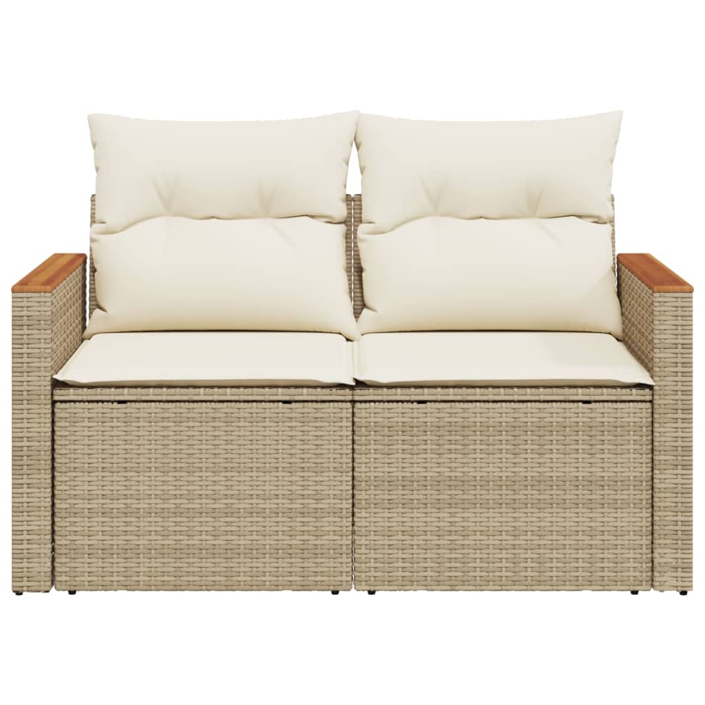 Tuinbank 2-zits met kussens poly rattan beige is nu te koop bij PeponiXL, paradijselijk wonen!