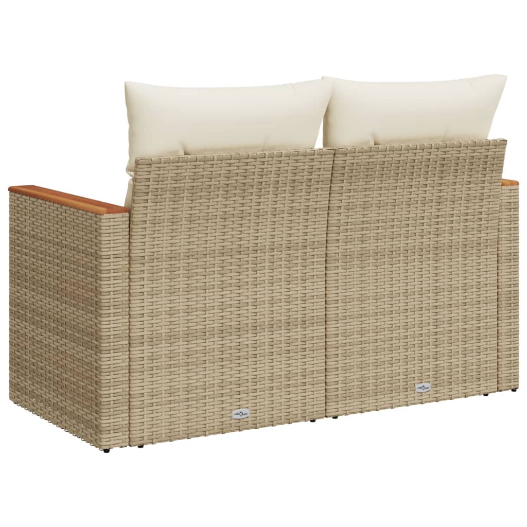 Tuinbank 2-zits met kussens poly rattan beige is nu te koop bij PeponiXL, paradijselijk wonen!