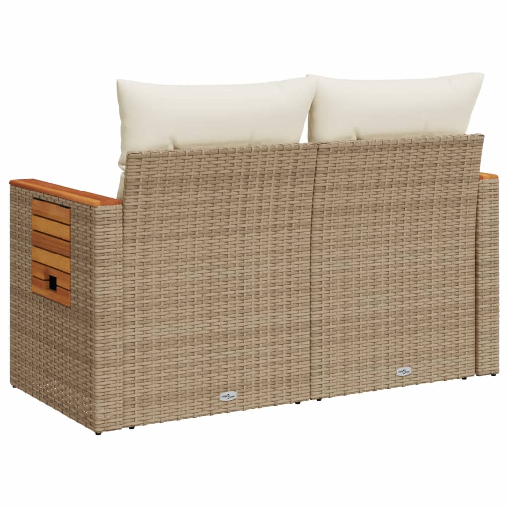 Tuinbank 2-zits met kussens poly rattan beige is nu te koop bij PeponiXL, paradijselijk wonen!