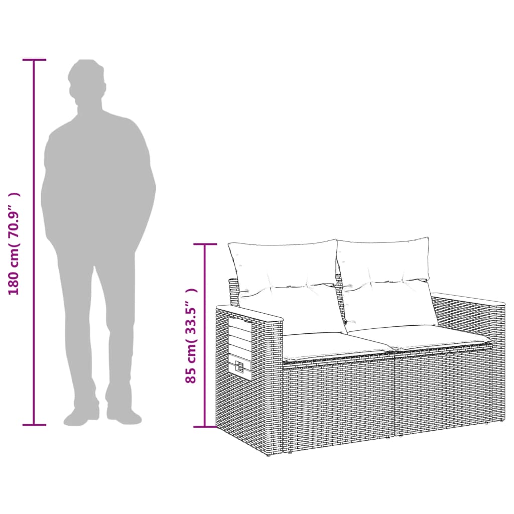 Tuinbank 2-zits met kussens poly rattan beige is nu te koop bij PeponiXL, paradijselijk wonen!