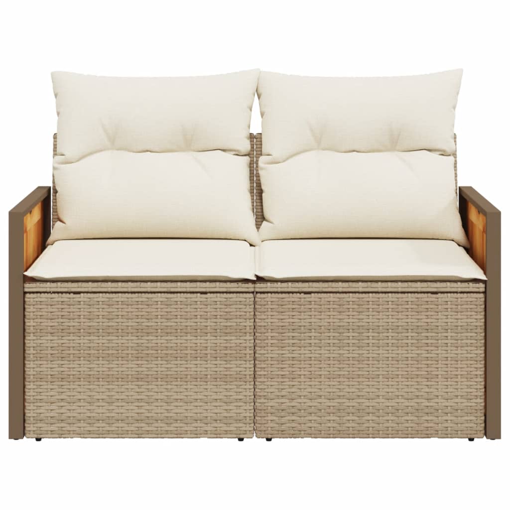 Tuinbank 2-zits met kussens poly rattan beige is nu te koop bij PeponiXL, paradijselijk wonen!