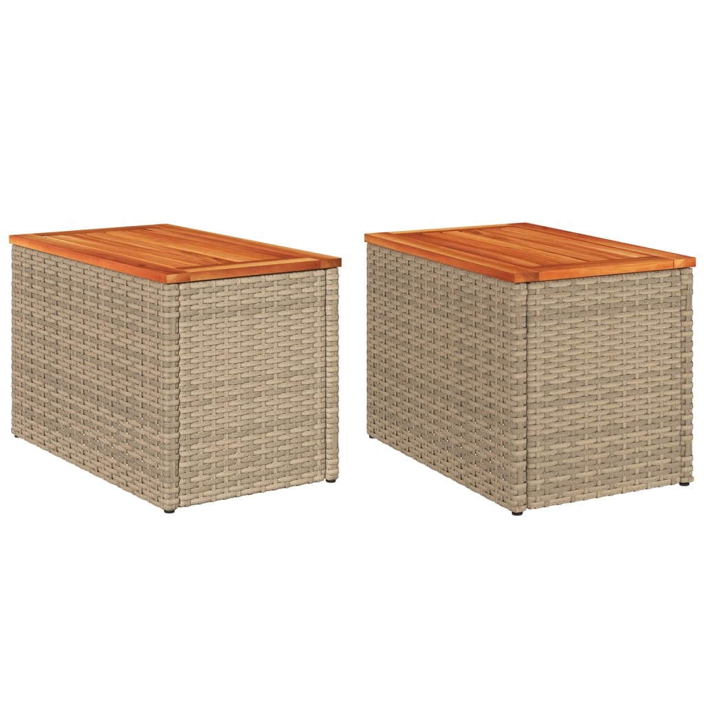 Tuinbijzettafels 2 st 55x34x37 cm poly rattan en hout beige is nu te koop bij PeponiXL, paradijselijk wonen!
