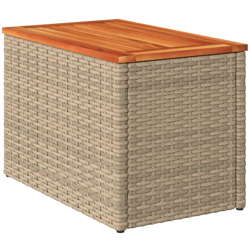 Tuinbijzettafels 2 st 55x34x37 cm poly rattan en hout beige is nu te koop bij PeponiXL, paradijselijk wonen!