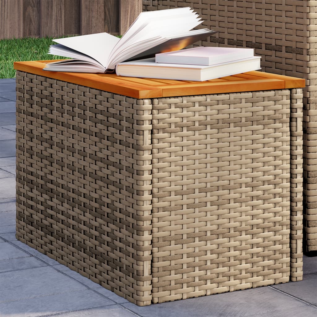 Tuinbijzettafels 2 st 55x34x37 cm poly rattan en hout beige is nu te koop bij PeponiXL, paradijselijk wonen!