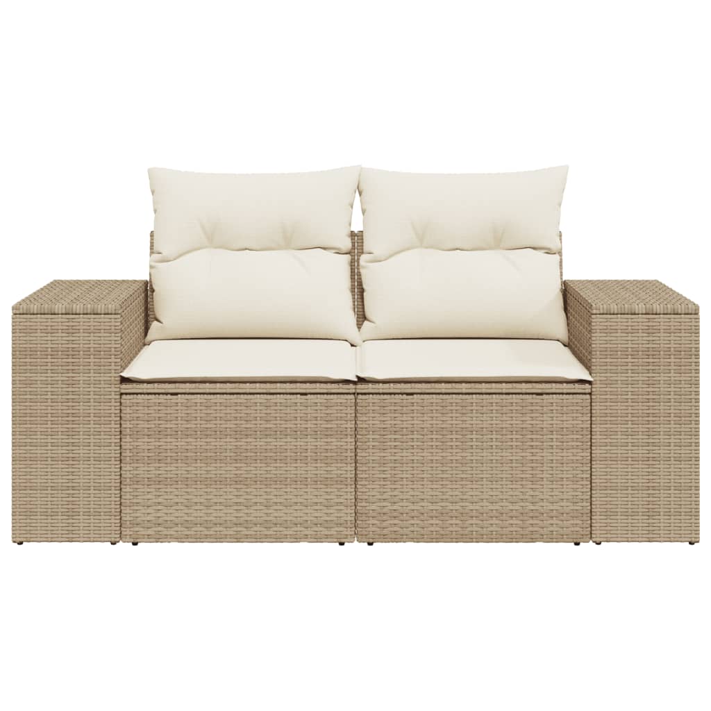 Tuinbank 2-zits met kussens poly rattan beige is nu te koop bij PeponiXL, paradijselijk wonen!