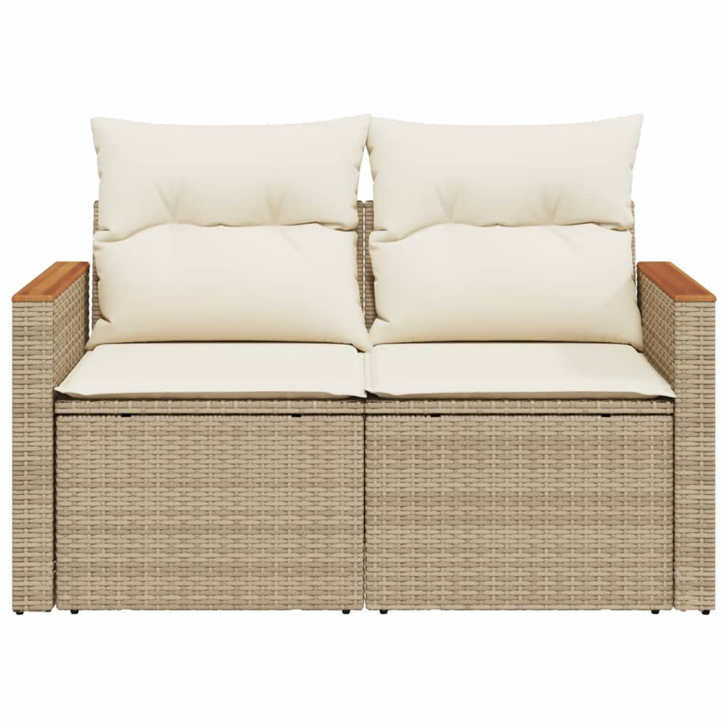 Tuinbank 2-zits met kussens poly rattan beige is nu te koop bij PeponiXL, paradijselijk wonen!