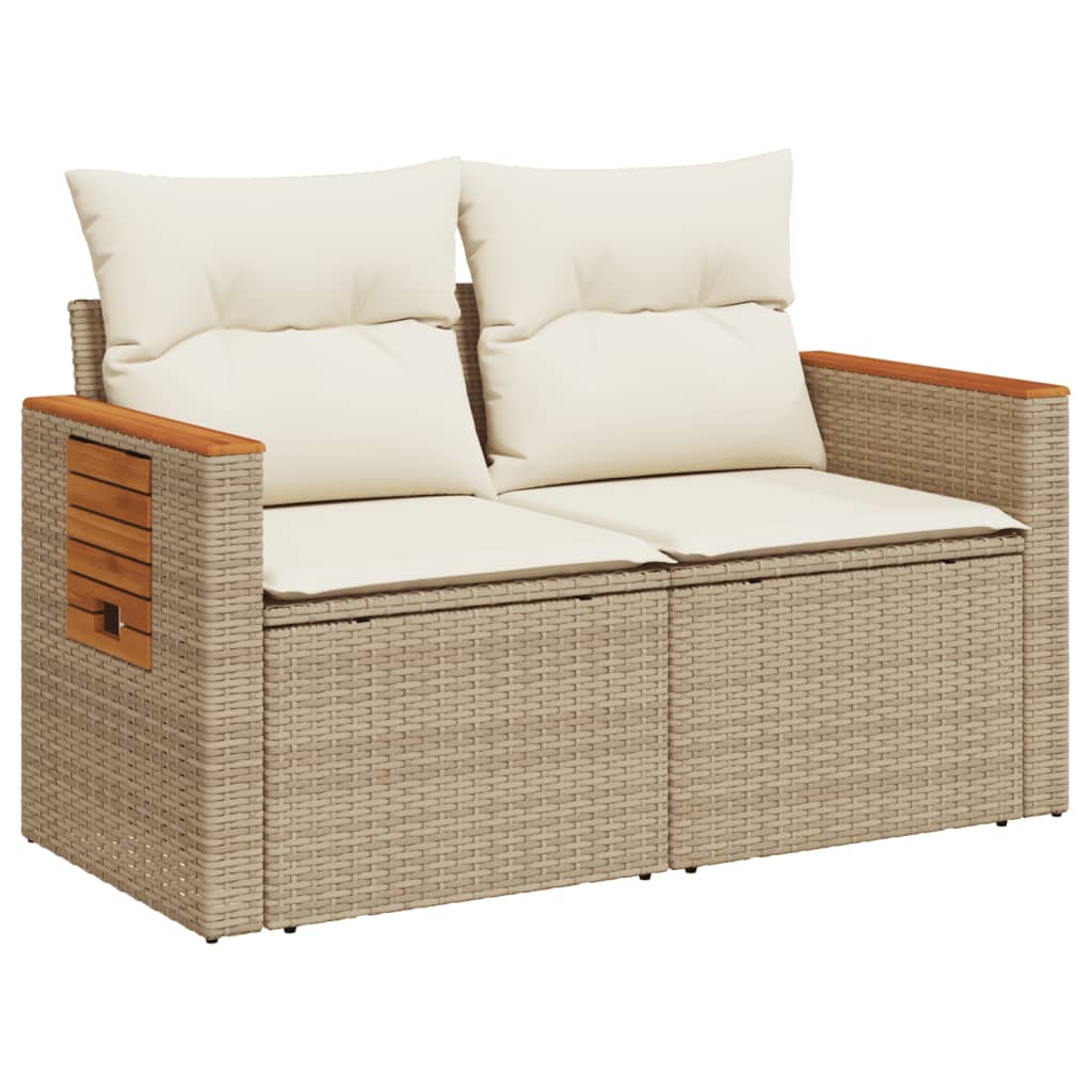 Tuinbank 2-zits met kussens poly rattan beige is nu te koop bij PeponiXL, paradijselijk wonen!