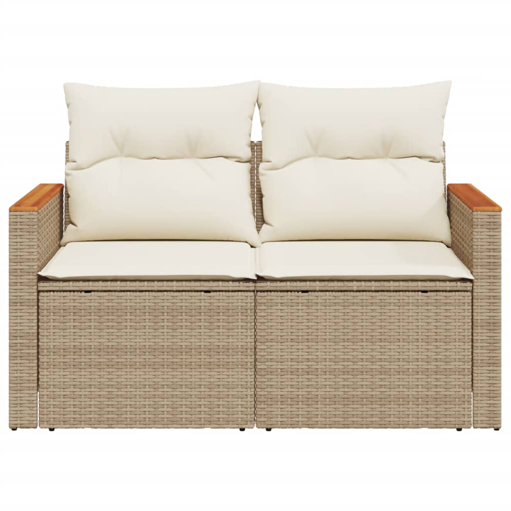 Tuinbank 2-zits met kussens poly rattan beige is nu te koop bij PeponiXL, paradijselijk wonen!