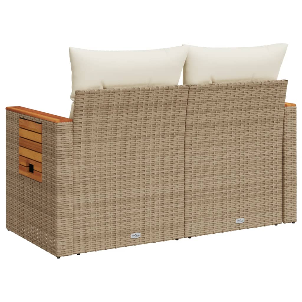 Tuinbank 2-zits met kussens poly rattan beige is nu te koop bij PeponiXL, paradijselijk wonen!
