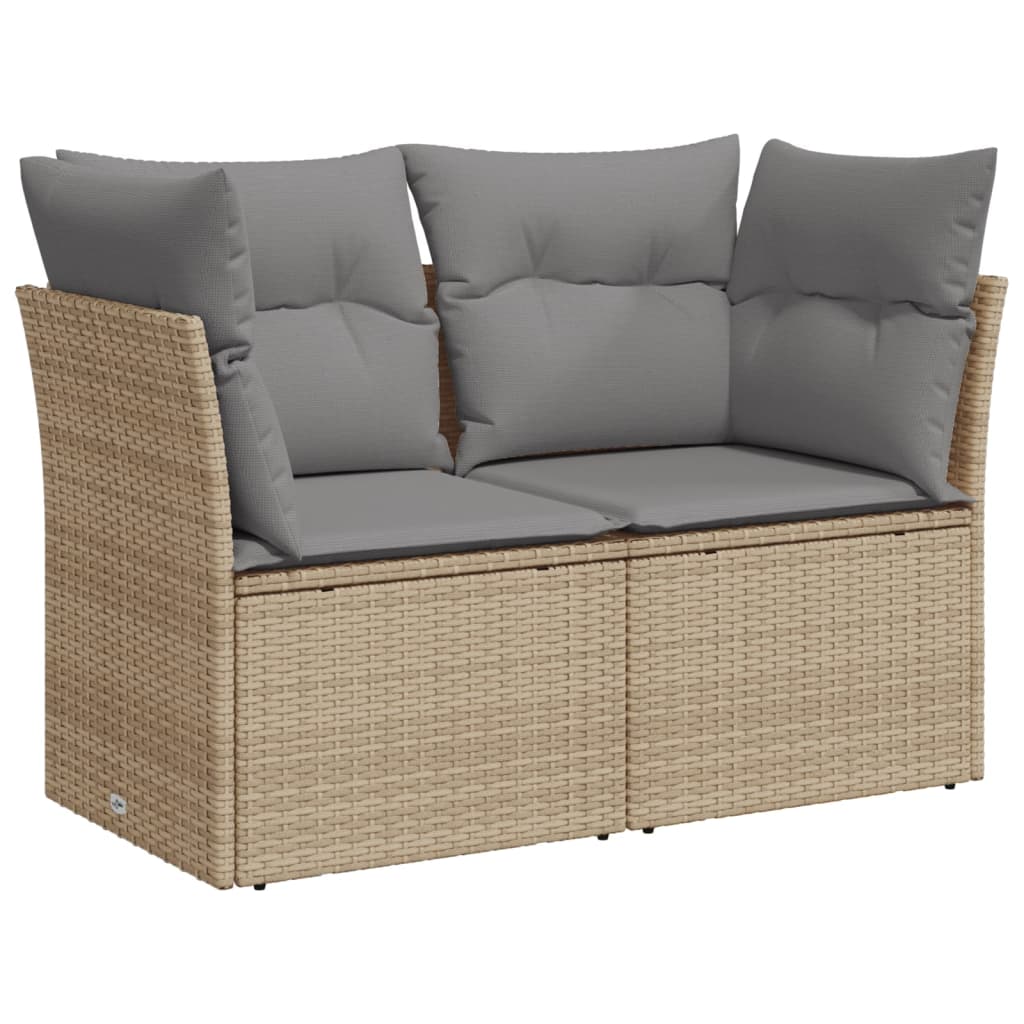 Tuinbank 2-zits met kussens poly rattan beige is nu te koop bij PeponiXL, paradijselijk wonen!
