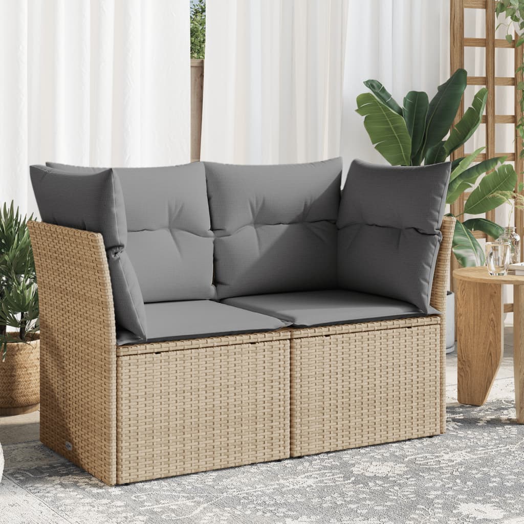Tuinbank 2-zits met kussens poly rattan beige is nu te koop bij PeponiXL, paradijselijk wonen!