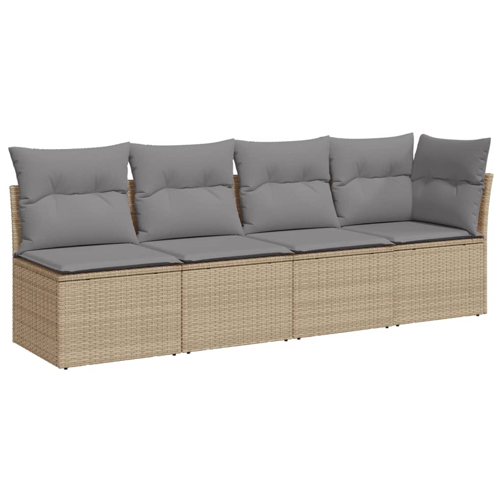 Tuinbank 4-zits met kussens poly rattan beige is nu te koop bij PeponiXL, paradijselijk wonen!