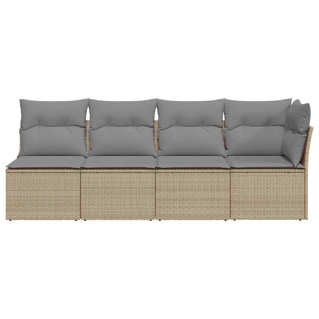 Tuinbank 4-zits met kussens poly rattan beige is nu te koop bij PeponiXL, paradijselijk wonen!