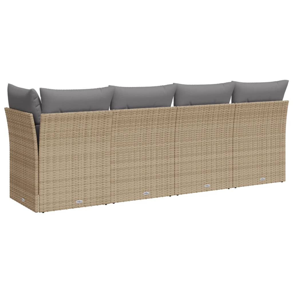 Tuinbank 4-zits met kussens poly rattan beige is nu te koop bij PeponiXL, paradijselijk wonen!