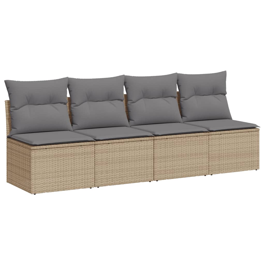 Tuinbank 4-zits met kussens poly rattan beige is nu te koop bij PeponiXL, paradijselijk wonen!