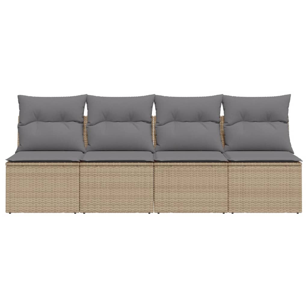 Tuinbank 4-zits met kussens poly rattan beige is nu te koop bij PeponiXL, paradijselijk wonen!