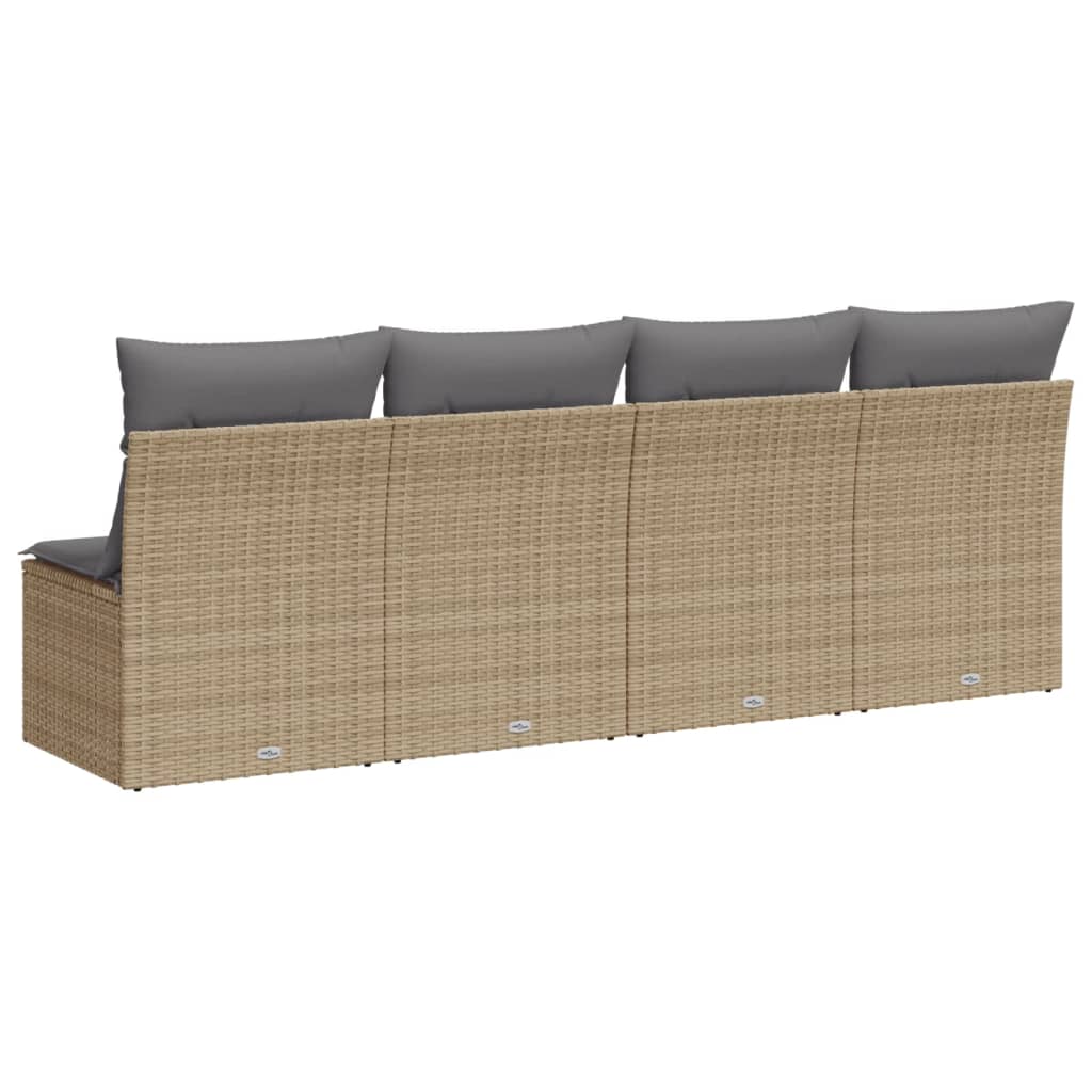 Tuinbank 4-zits met kussens poly rattan beige is nu te koop bij PeponiXL, paradijselijk wonen!