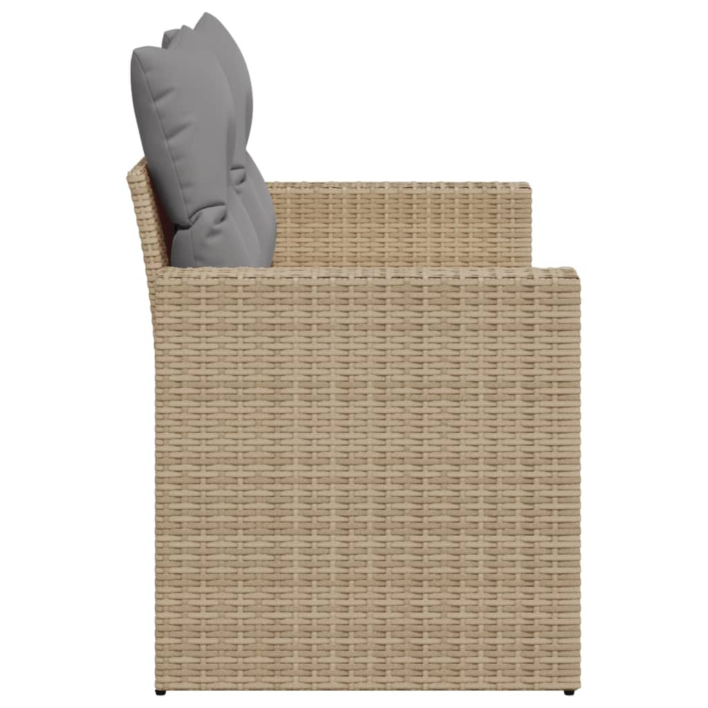 Tuinbank 2-zits met kussens poly rattan beige is nu te koop bij PeponiXL, paradijselijk wonen!