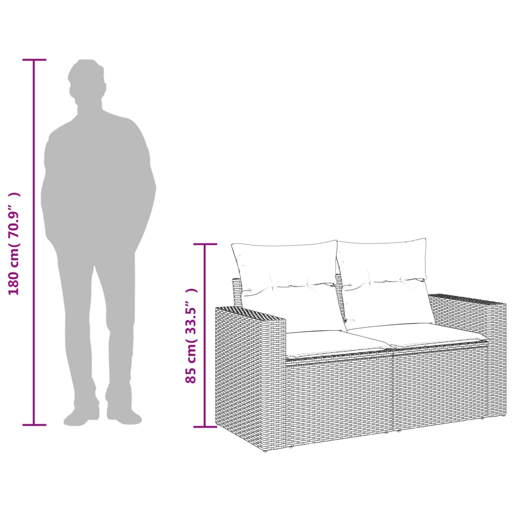 Tuinbank 2-zits met kussens poly rattan beige is nu te koop bij PeponiXL, paradijselijk wonen!