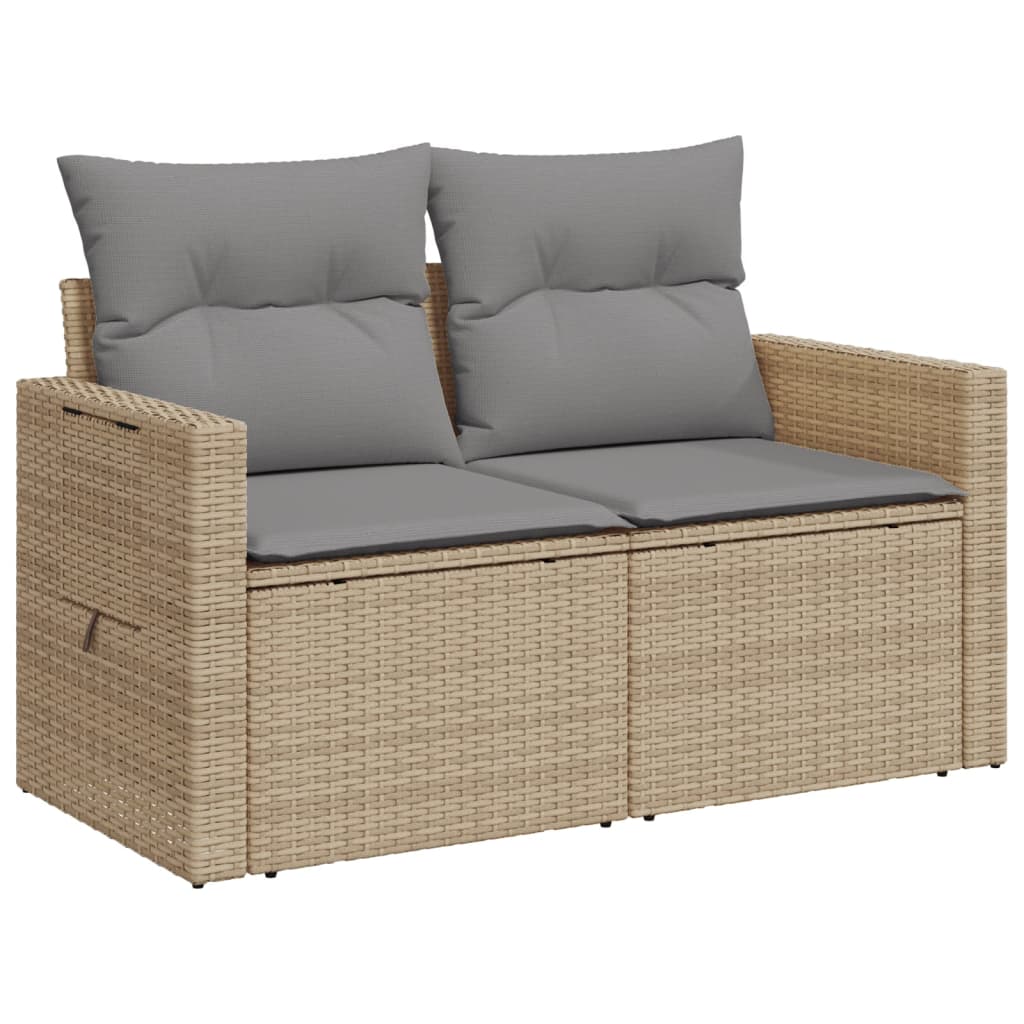 Tuinbank 2-zits met kussens poly rattan beige is nu te koop bij PeponiXL, paradijselijk wonen!