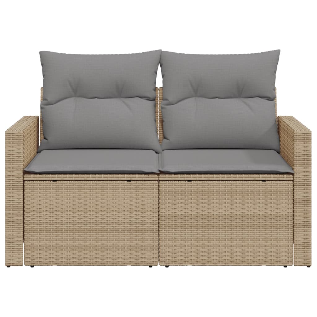 Tuinbank 2-zits met kussens poly rattan beige is nu te koop bij PeponiXL, paradijselijk wonen!