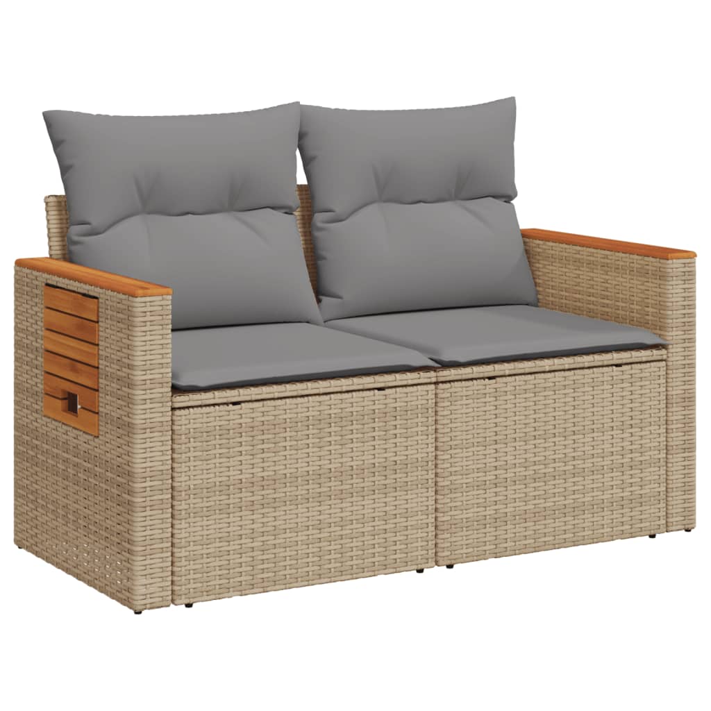 Tuinbank 2-zits met kussens poly rattan beige is nu te koop bij PeponiXL, paradijselijk wonen!