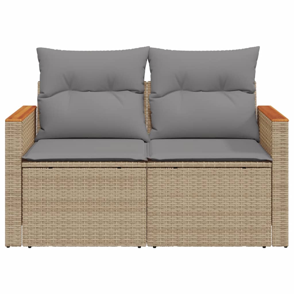 Tuinbank 2-zits met kussens poly rattan beige is nu te koop bij PeponiXL, paradijselijk wonen!