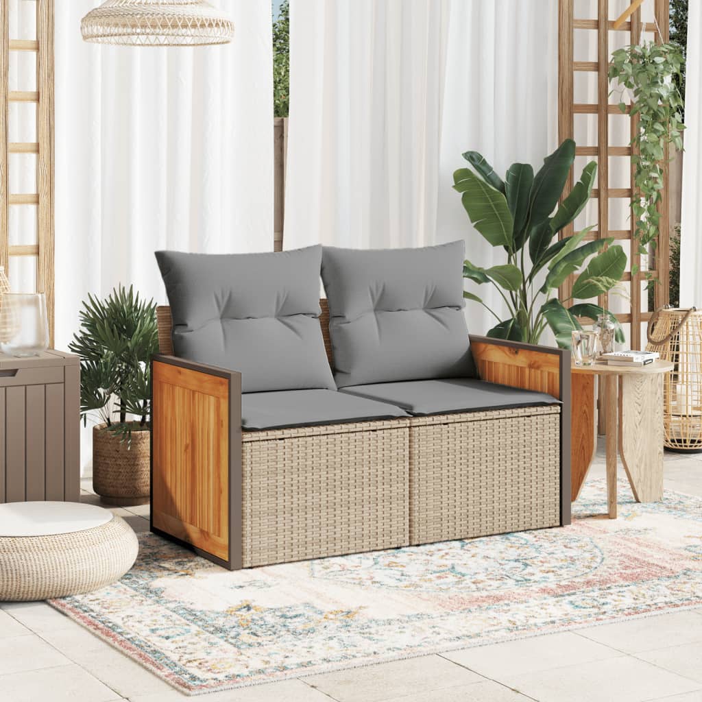 Tuinbank 2-zits met kussens poly rattan beige is nu te koop bij PeponiXL, paradijselijk wonen!