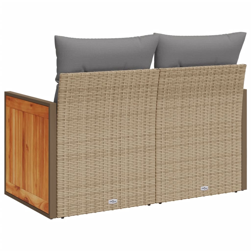 Tuinbank 2-zits met kussens poly rattan beige is nu te koop bij PeponiXL, paradijselijk wonen!