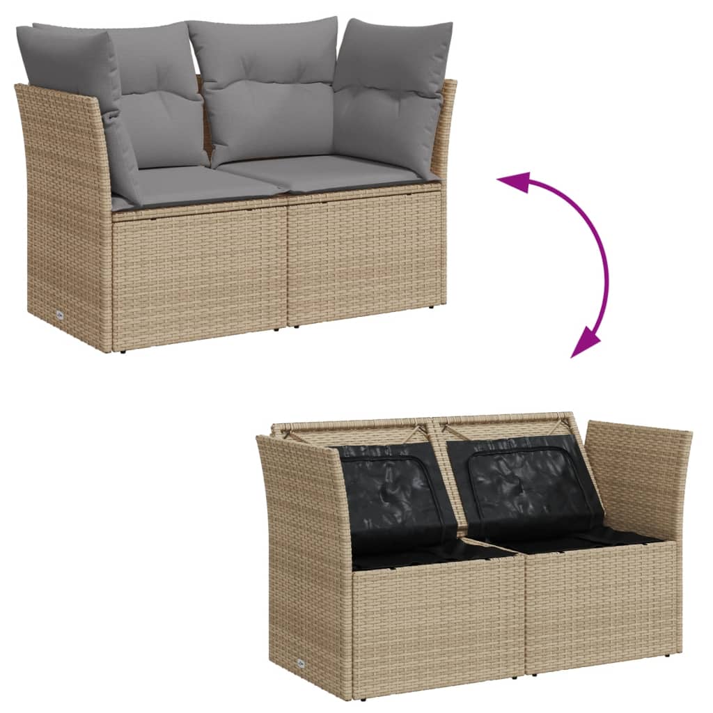 Tuinbank 2-zits met kussens poly rattan beige is nu te koop bij PeponiXL, paradijselijk wonen!