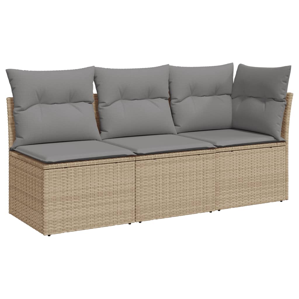 Tuinbank 3-zits met kussens poly rattan beige is nu te koop bij PeponiXL, paradijselijk wonen!