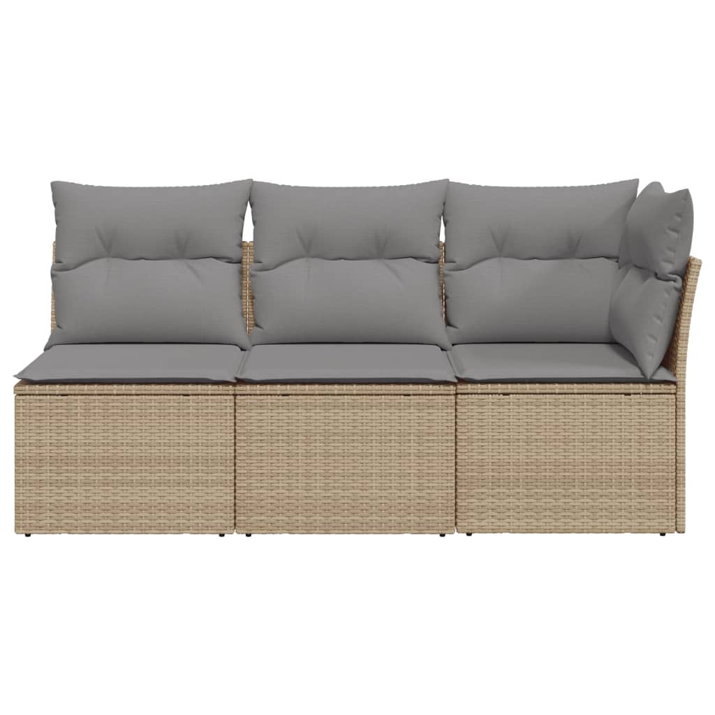 Tuinbank 3-zits met kussens poly rattan beige is nu te koop bij PeponiXL, paradijselijk wonen!