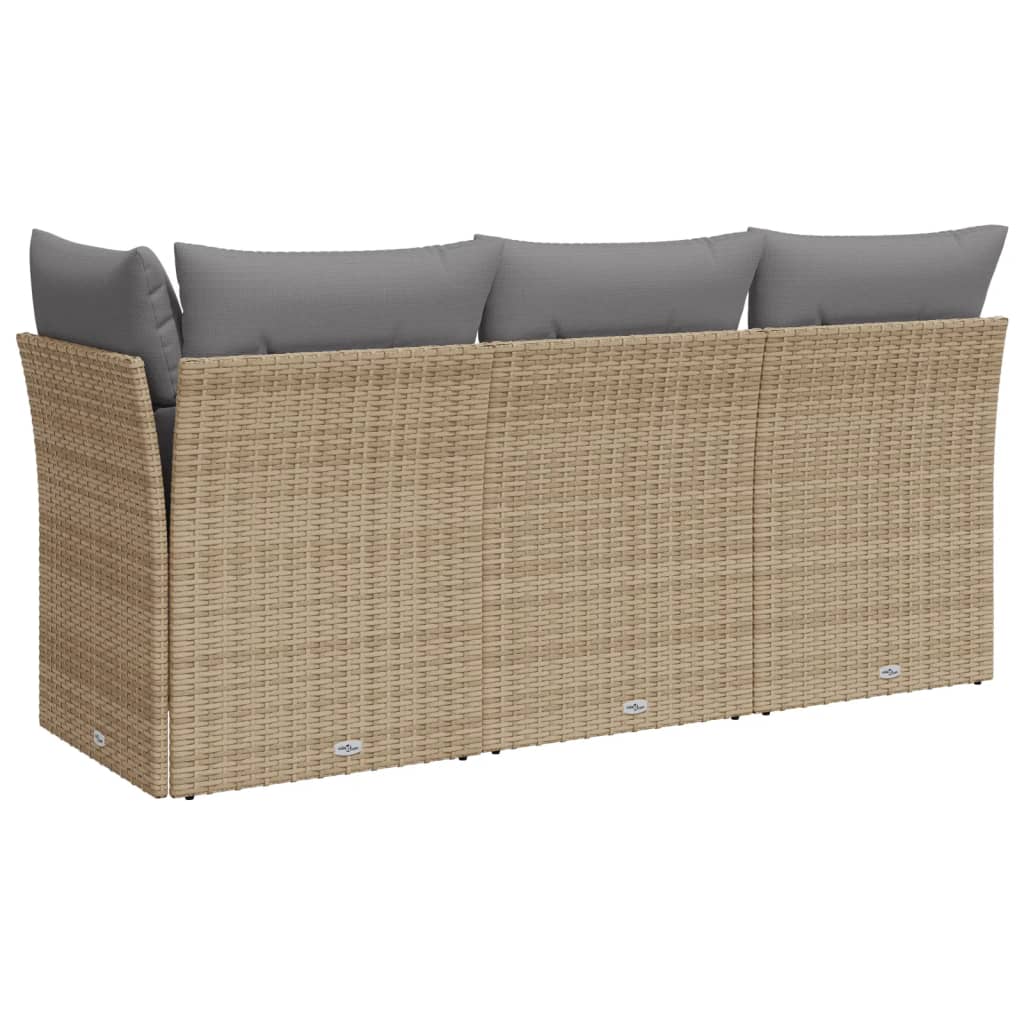 Tuinbank 3-zits met kussens poly rattan beige is nu te koop bij PeponiXL, paradijselijk wonen!