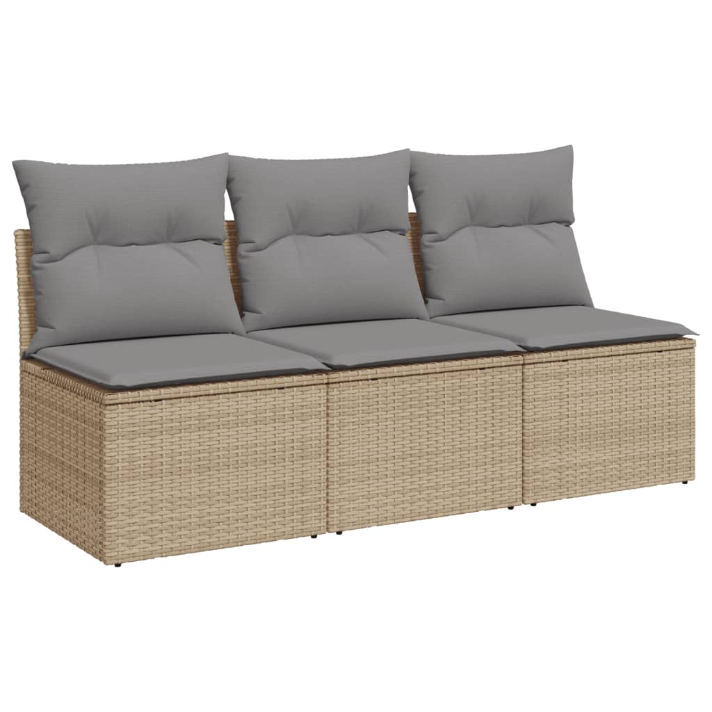 Tuinbank 3-zits met kussens poly rattan beige is nu te koop bij PeponiXL, paradijselijk wonen!