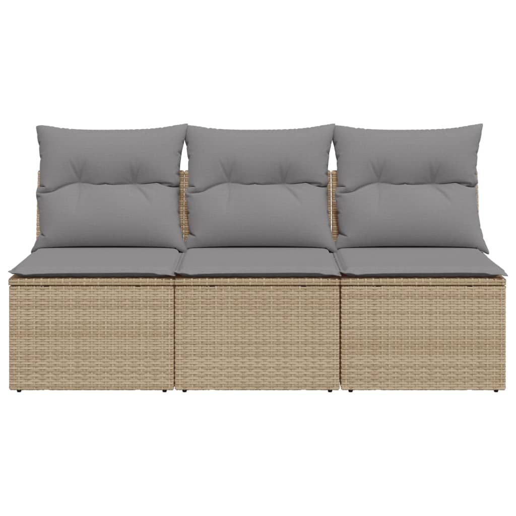 Tuinbank 3-zits met kussens poly rattan beige is nu te koop bij PeponiXL, paradijselijk wonen!