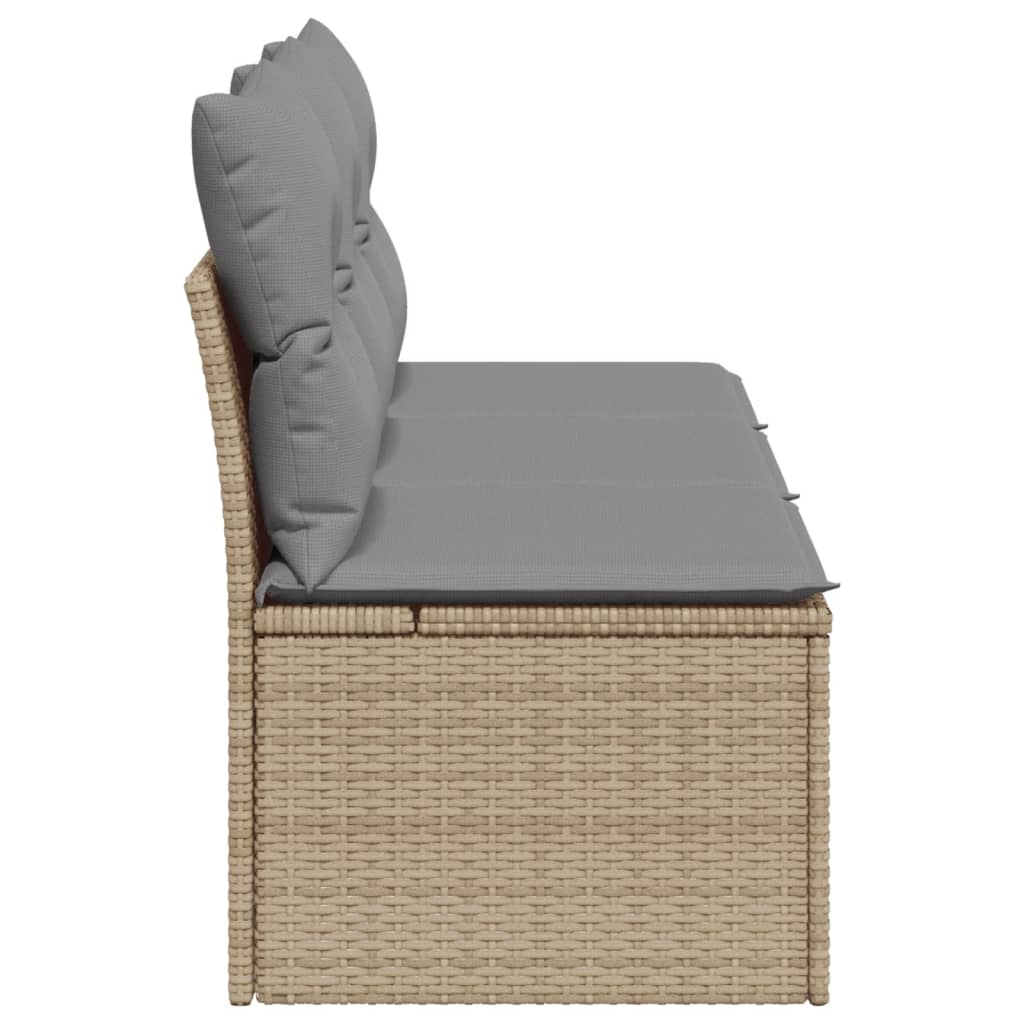 Tuinbank 3-zits met kussens poly rattan beige is nu te koop bij PeponiXL, paradijselijk wonen!