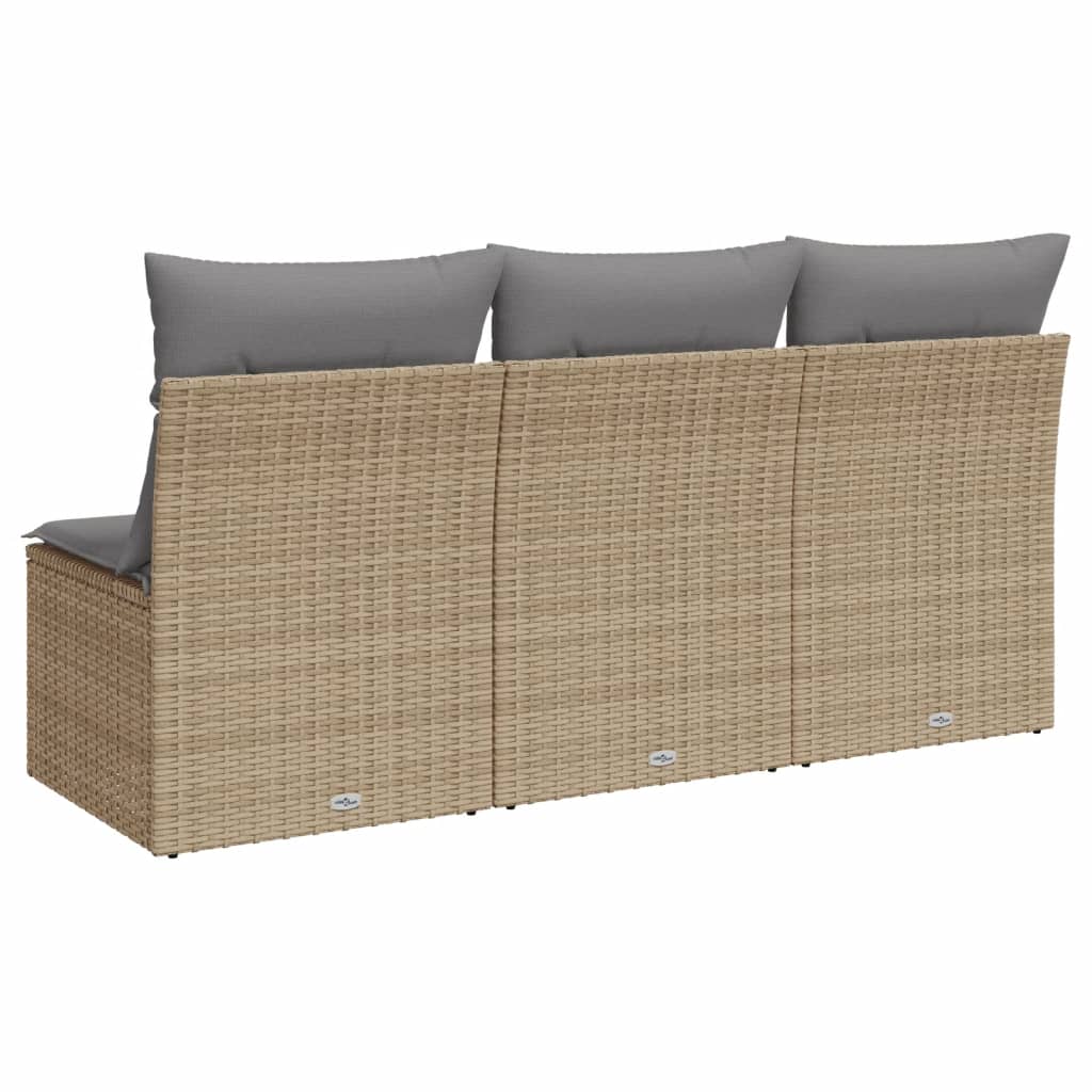 Tuinbank 3-zits met kussens poly rattan beige is nu te koop bij PeponiXL, paradijselijk wonen!