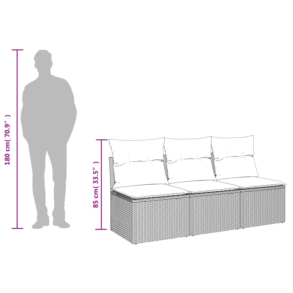 Tuinbank 3-zits met kussens poly rattan beige is nu te koop bij PeponiXL, paradijselijk wonen!