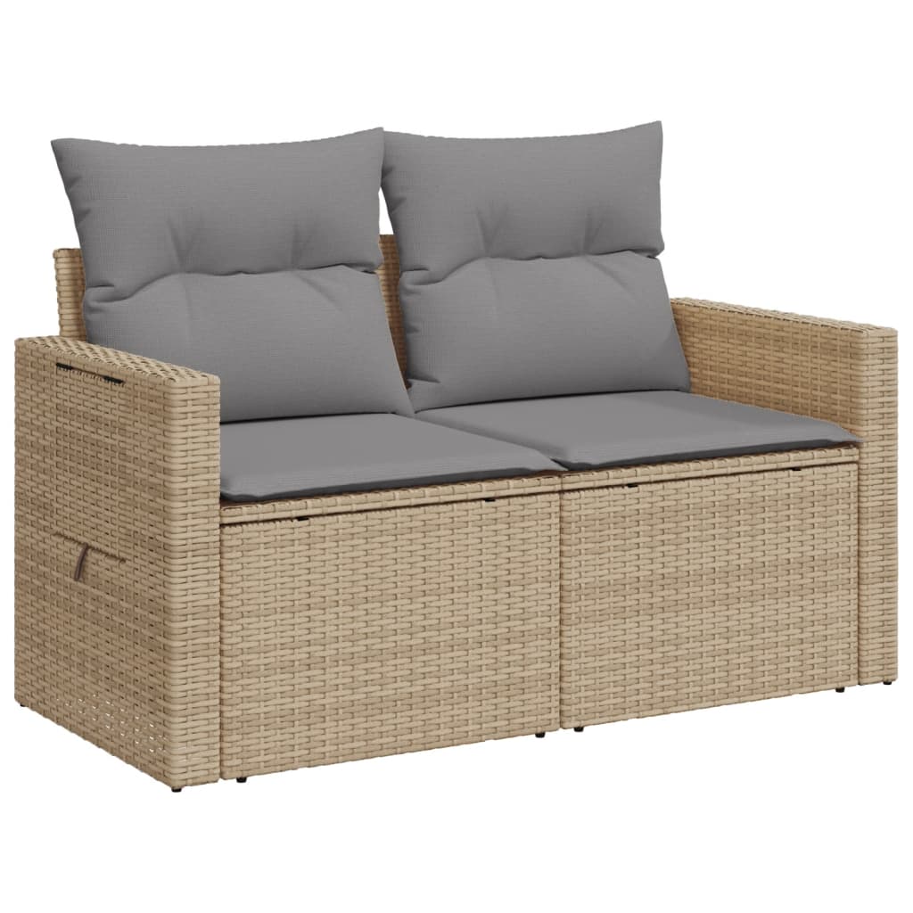 Tuinbank 2-zits met kussens poly rattan beige is nu te koop bij PeponiXL, paradijselijk wonen!