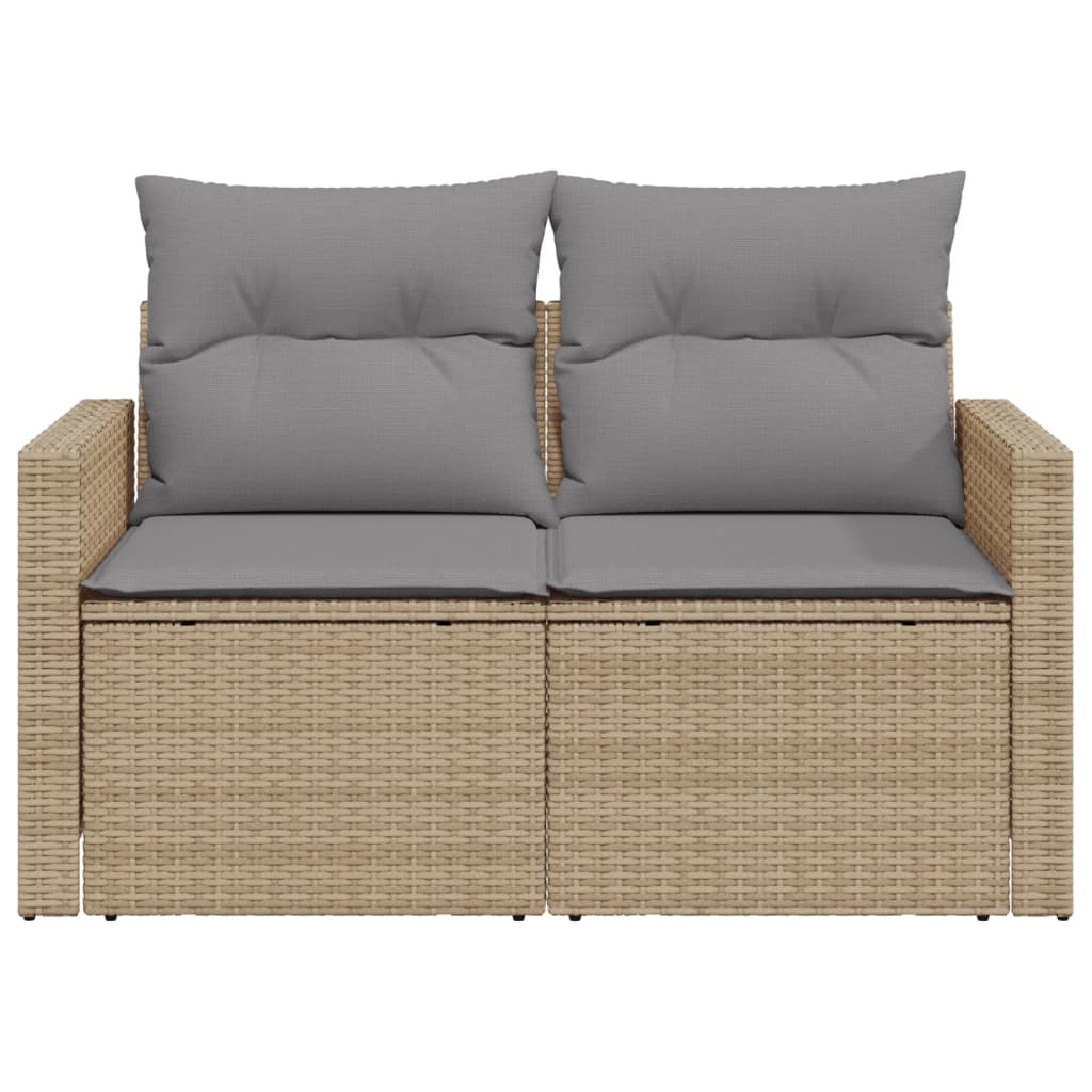 Tuinbank 2-zits met kussens poly rattan beige is nu te koop bij PeponiXL, paradijselijk wonen!